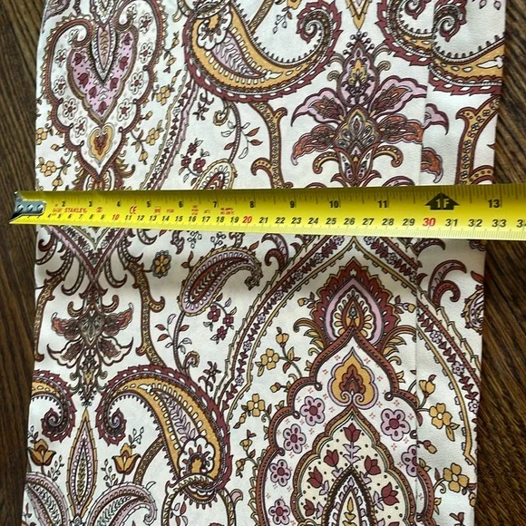 Melanie Lyne sz 14 Wide leg flowy cropped pants w paisley print brown pink gold - Picture 14 of 14